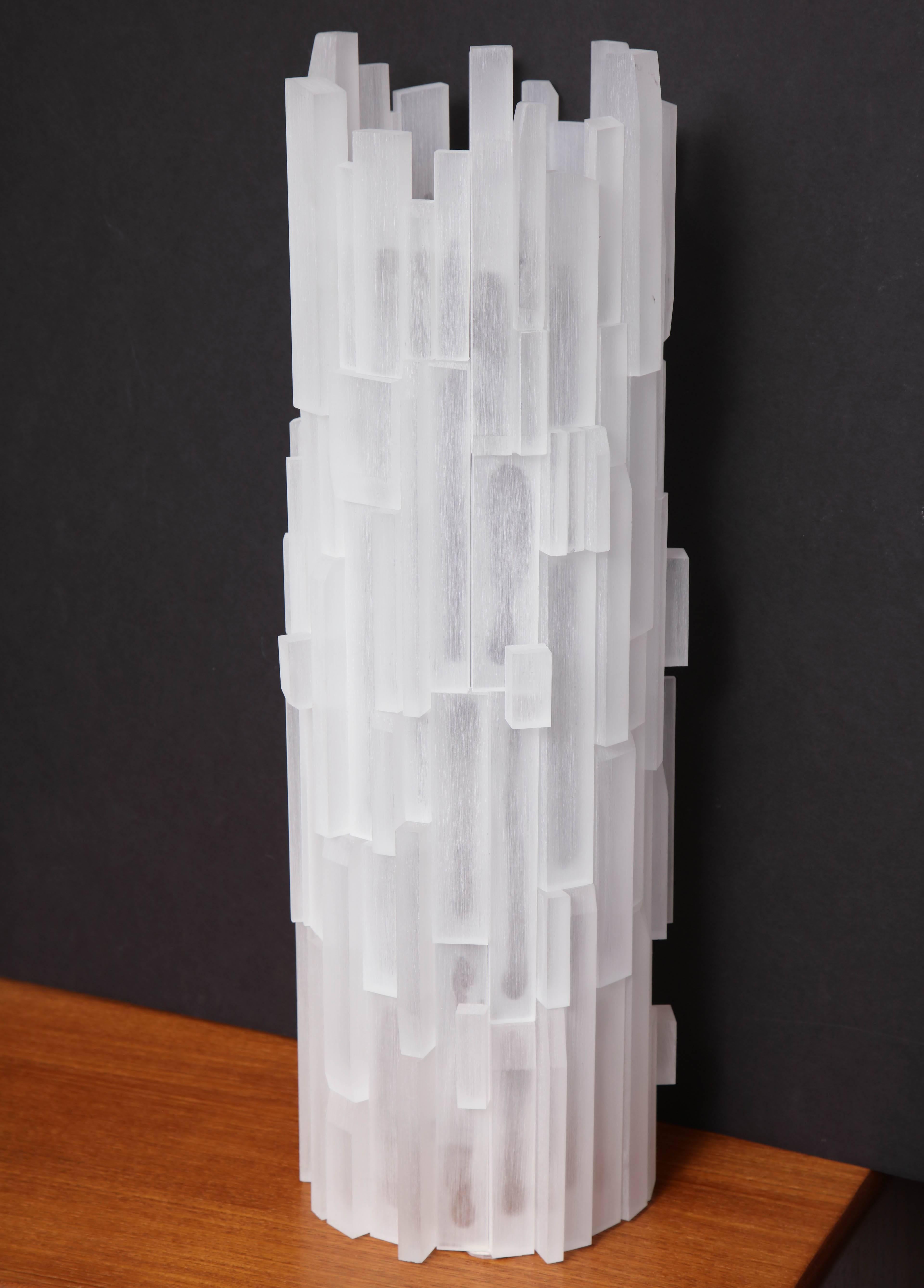 Mid-Century Modern Frosted Acrylic Cylinder Table Lamp For Sale