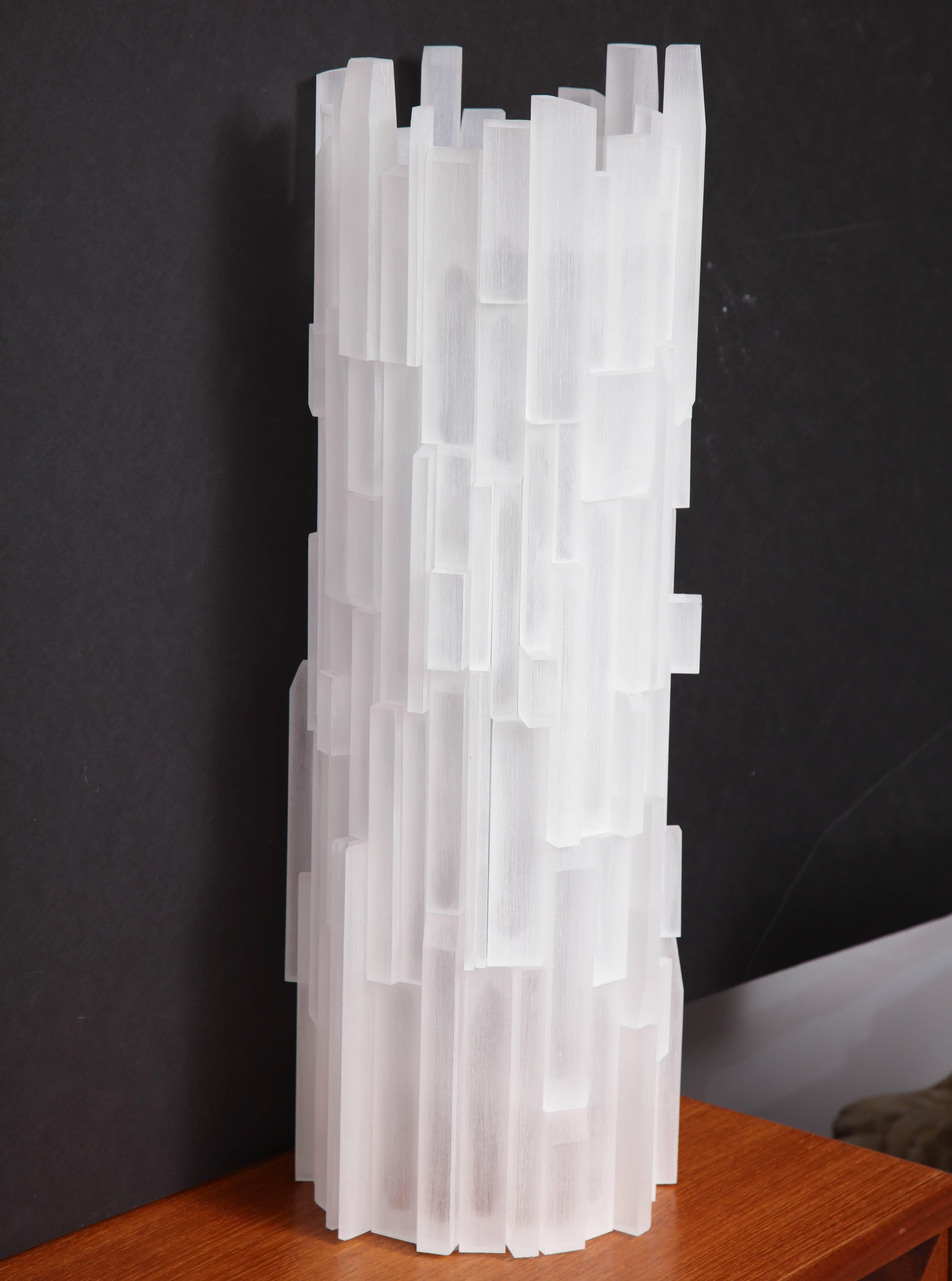 Custom frosted acrylic cylinder table lamp. Customization is available in different sizes.