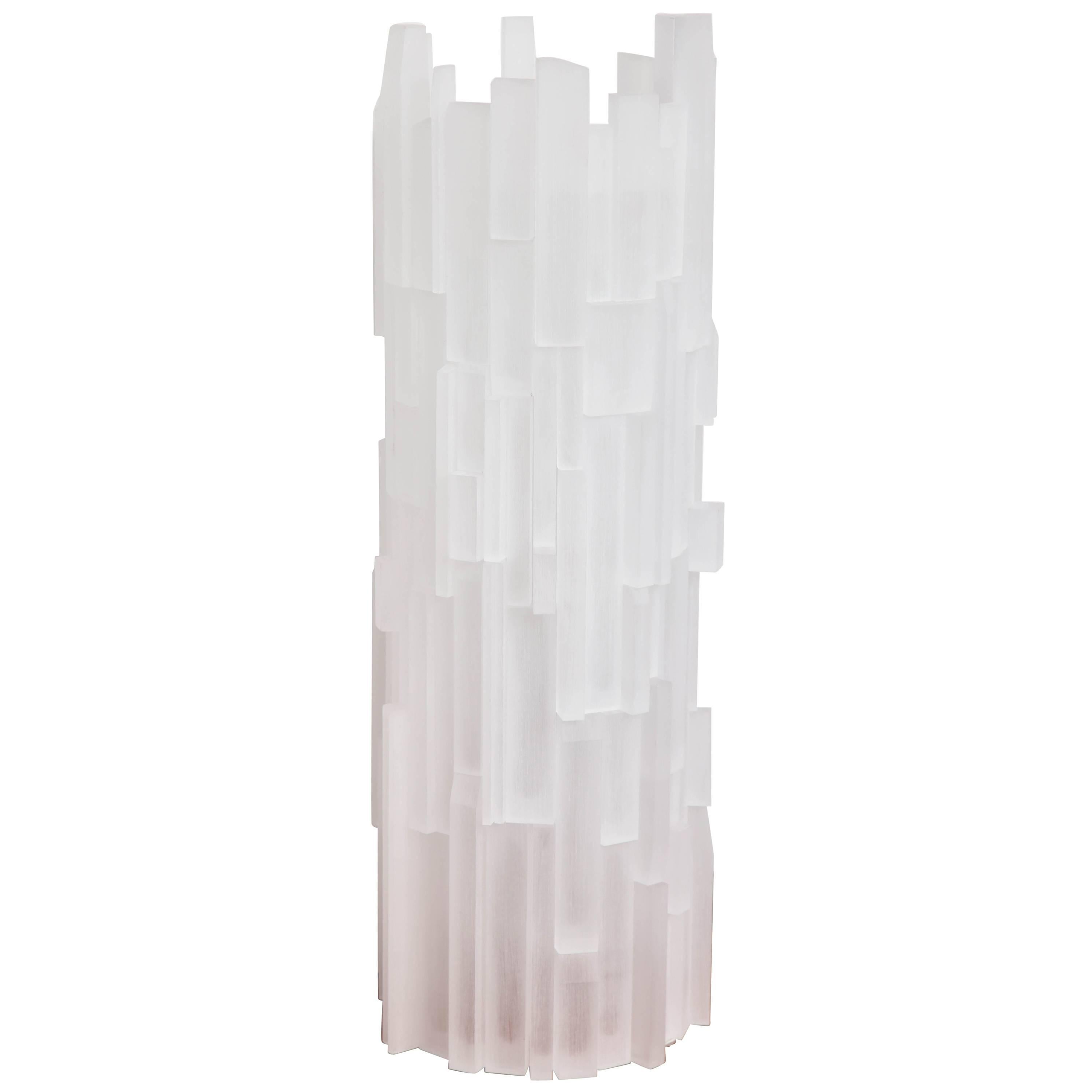 Frosted Acrylic Cylinder Table Lamp For Sale