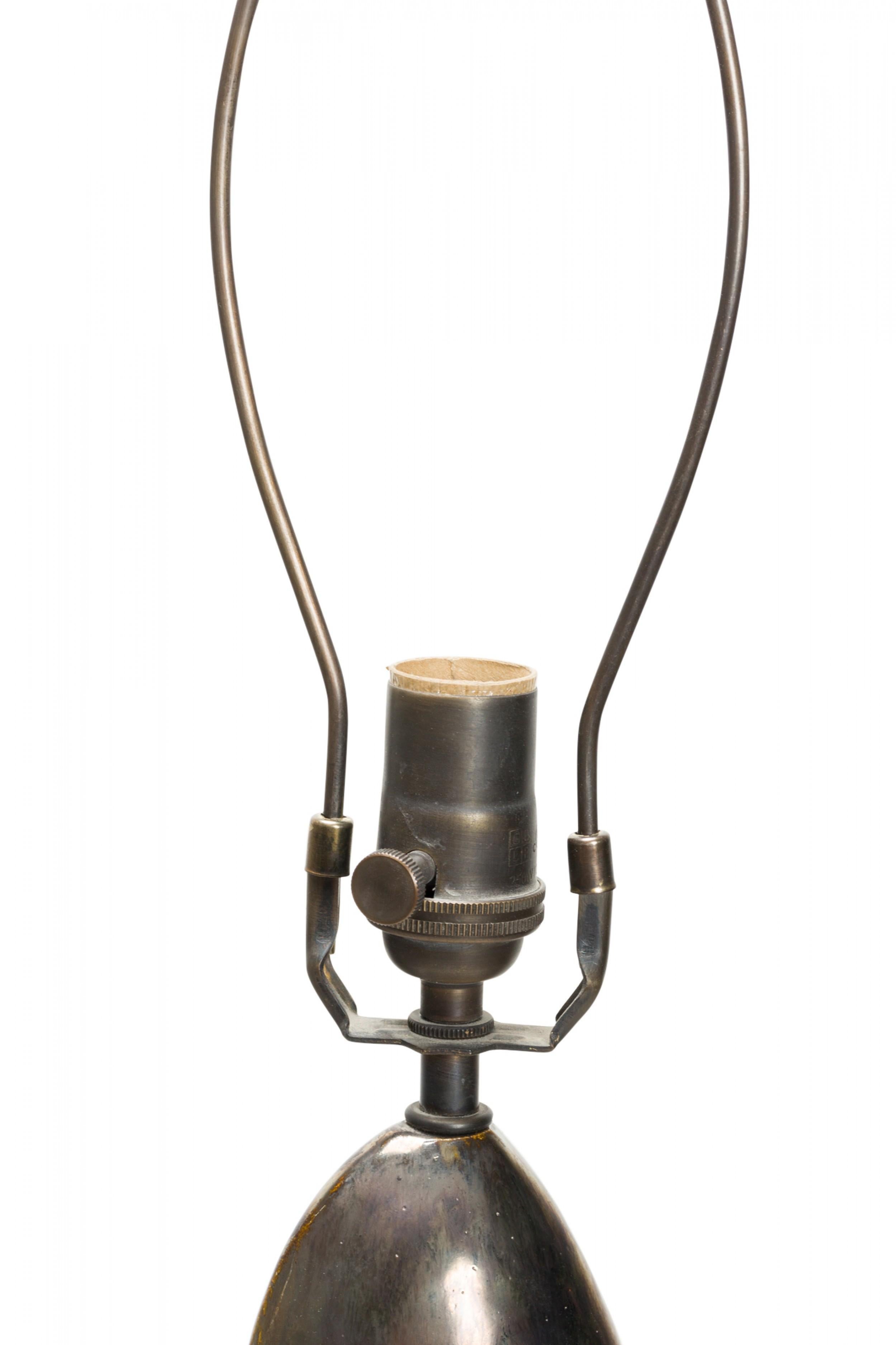 Custom Gary DiPasquale Amorphic Ceramic Metallic Black Glazed Table Lamp For Sale 3