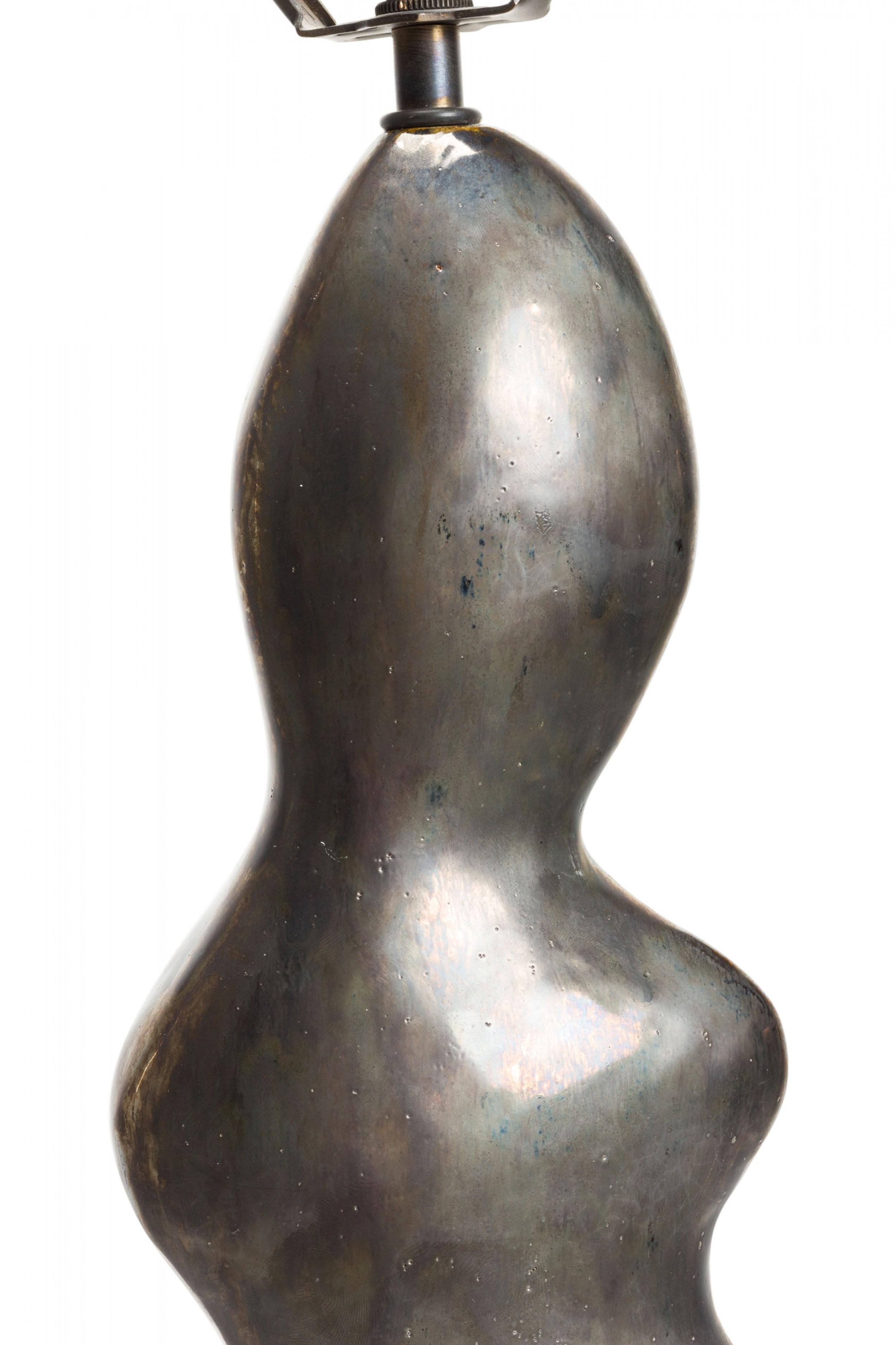 Custom Gary DiPasquale Amorphic Ceramic Metallic Black Glazed Table Lamp For Sale 4