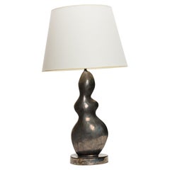 Custom Gary DiPasquale Amorphic Ceramic Metallic Black Glazed Table Lamp
