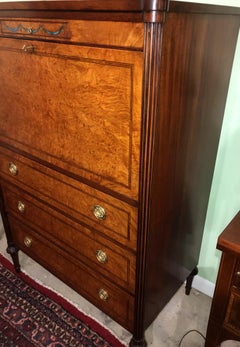 Custom Gentleman's Tall Chest in Burled Walnut Veneer by Joseph Gerte, Boston