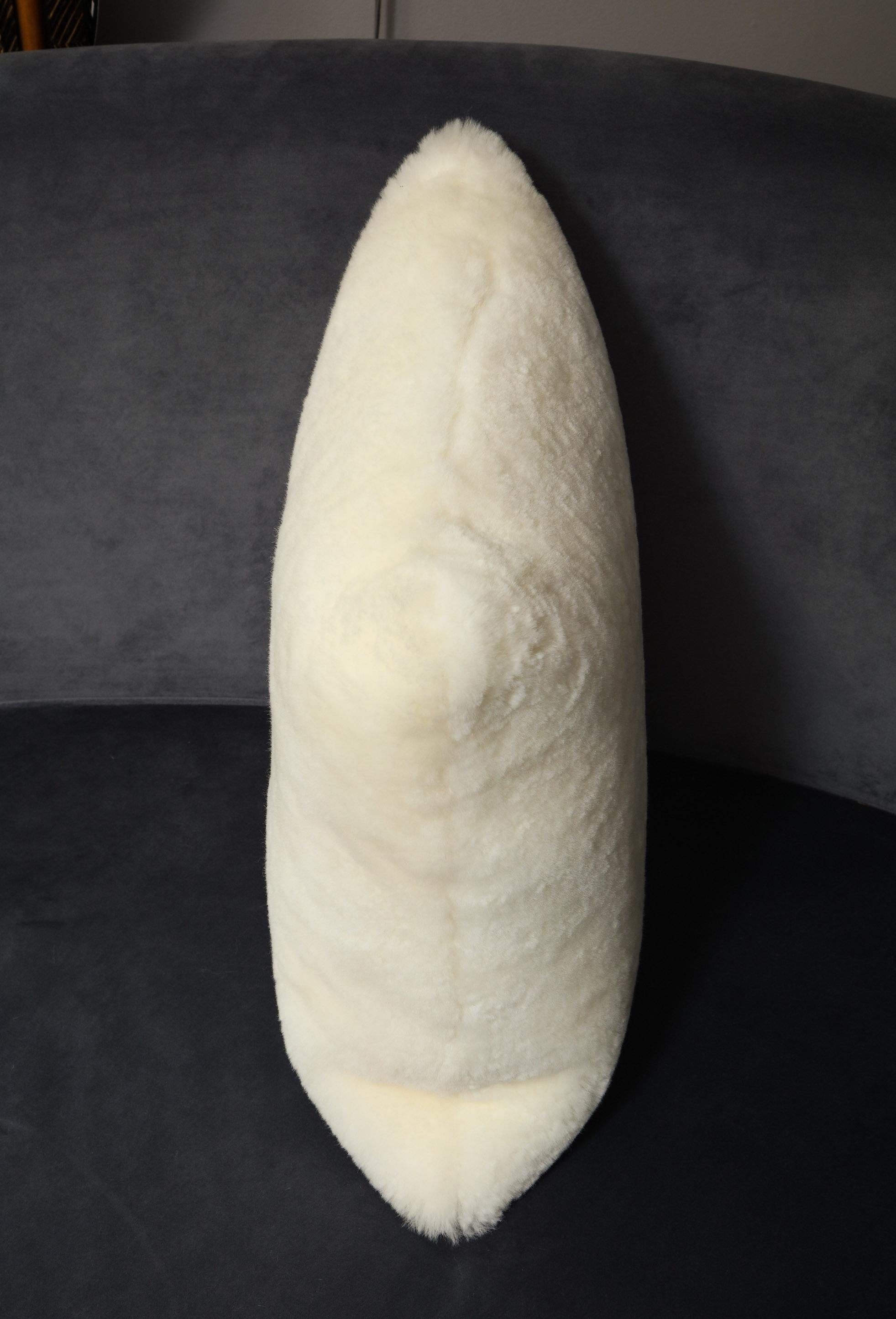 Contemporary Genuine Shearling Pillow in Cream Color