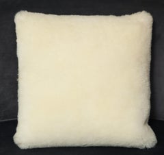Genuine Shearling Pillow in Cream Color