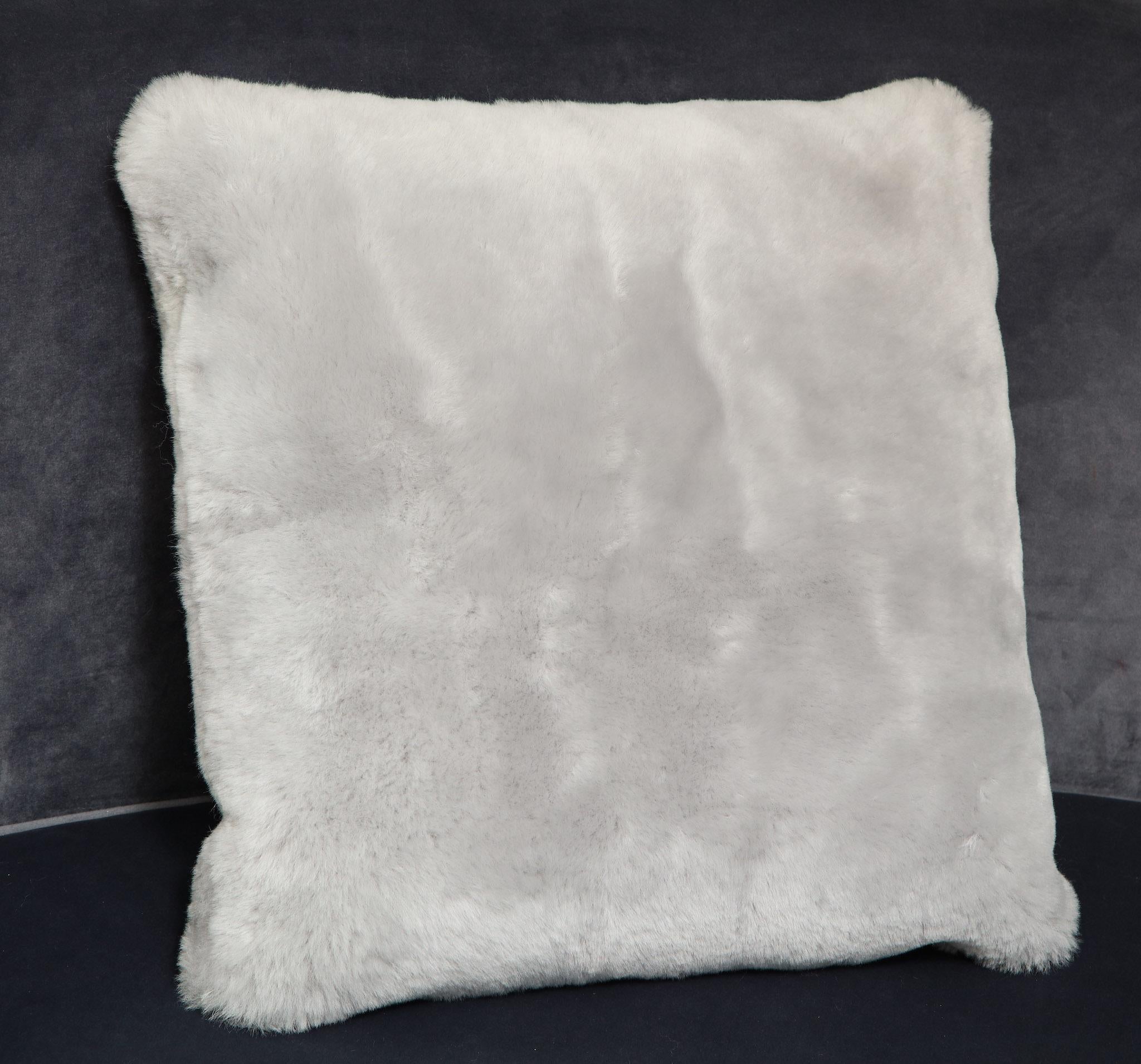 Custom genuine shearling pillow in platinum color. Custom orders are also available for different sizes and colors.