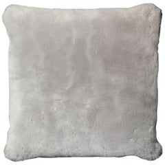 Custom Genuine Shearling Pillow in Platinum Color