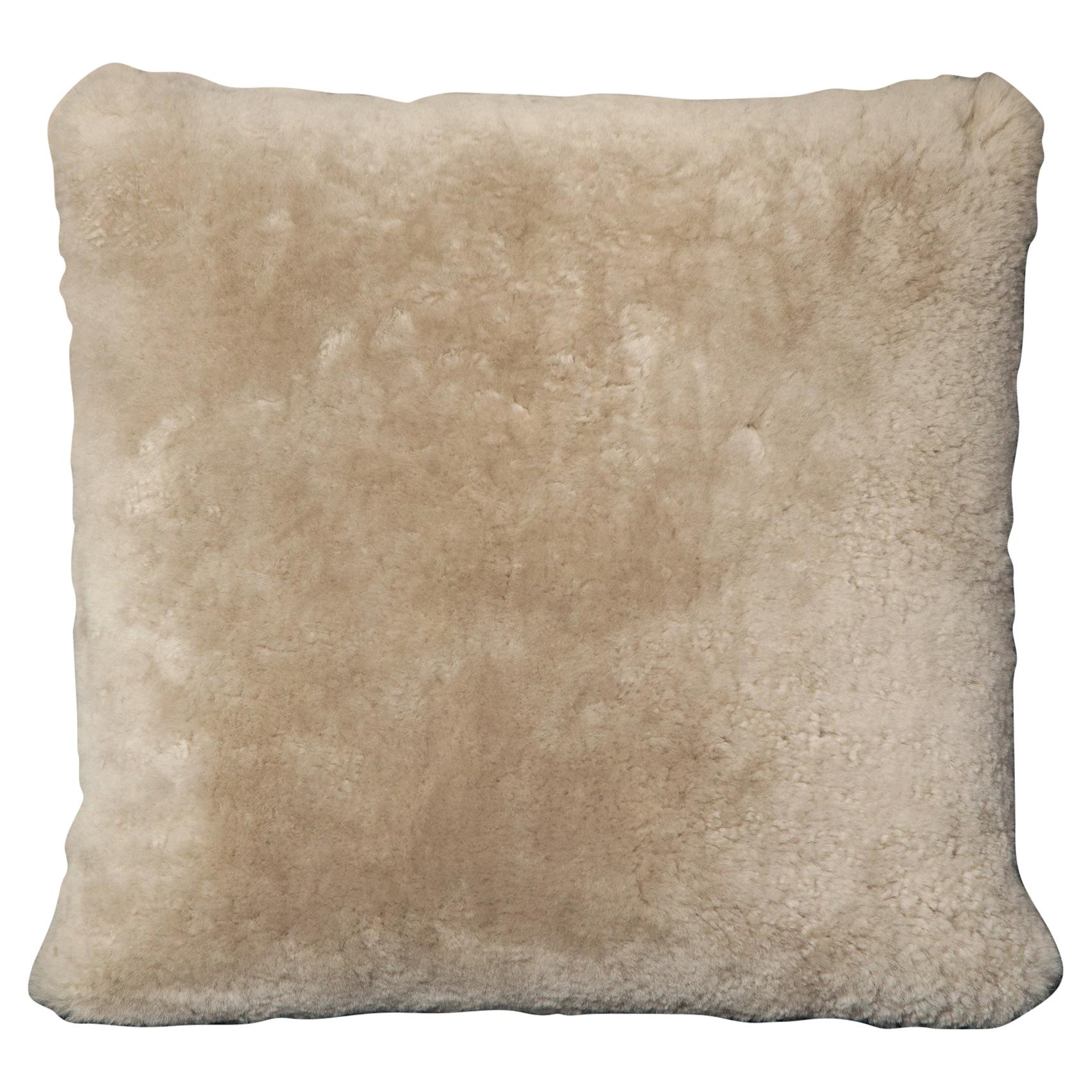 Genuine Shearling Pillow in Taupe Color