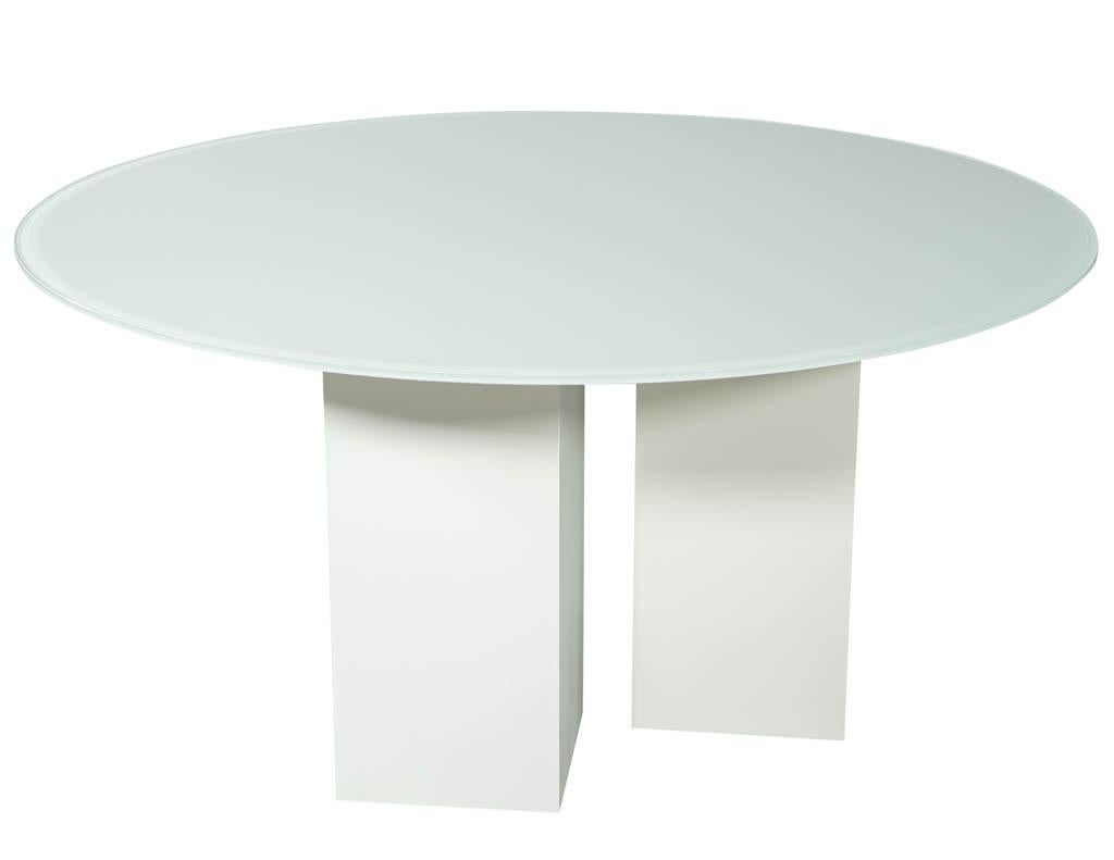 Modern Custom Geometric Base Glass Top Dining Table