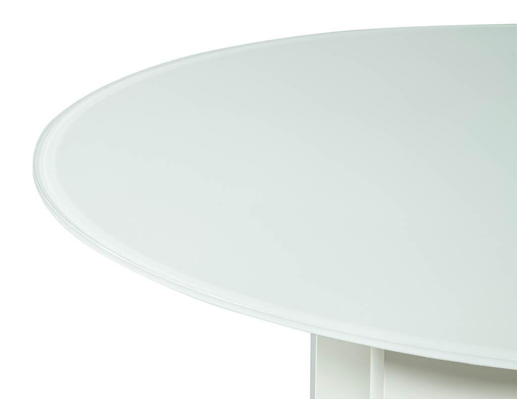 Canadian Custom Geometric Base Glass Top Dining Table