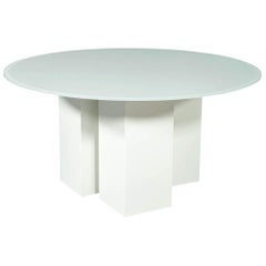 Custom Geometric Base Glass Top Dining Table