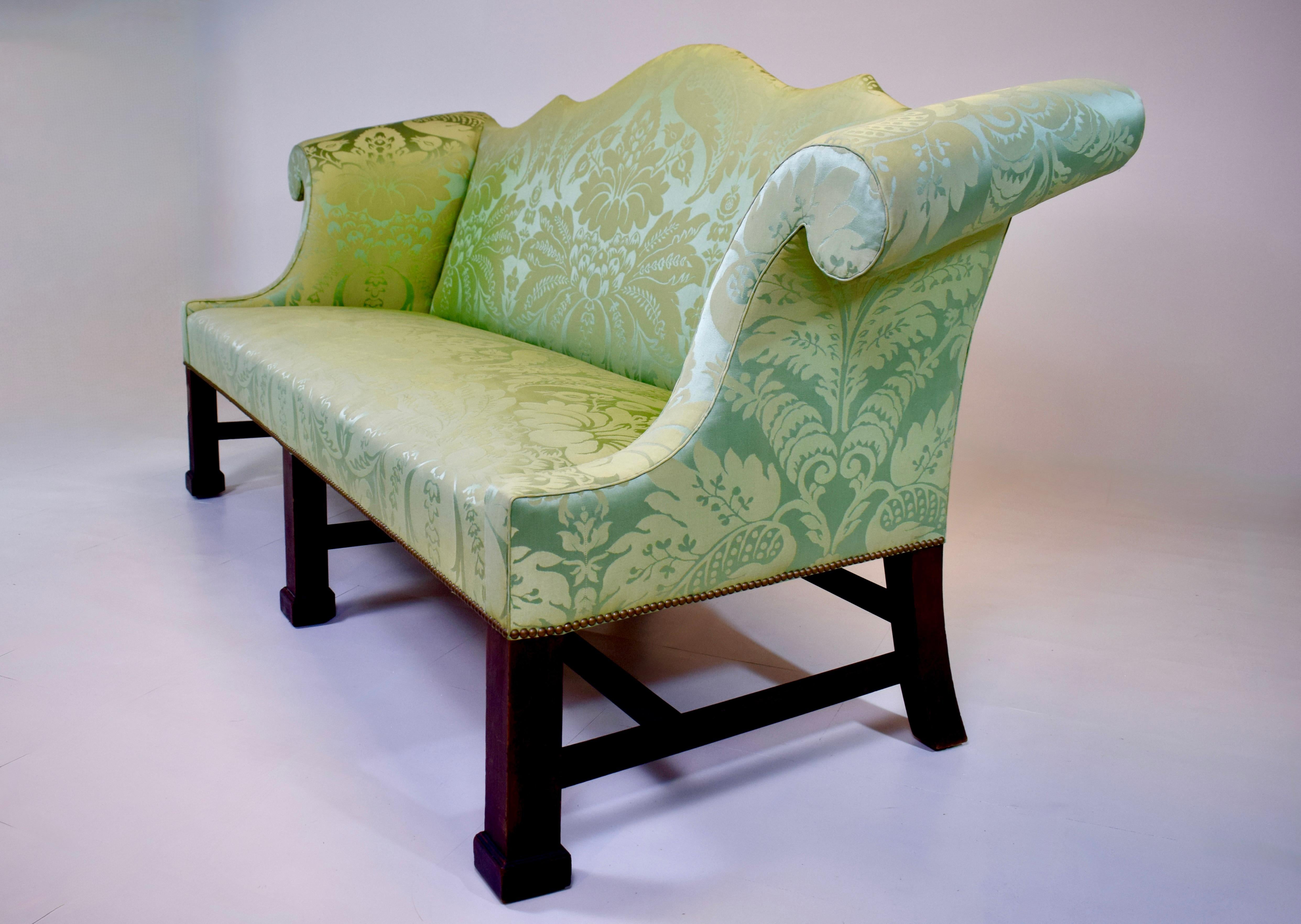 Brass Custom George III Mahogany Sofa For Sale