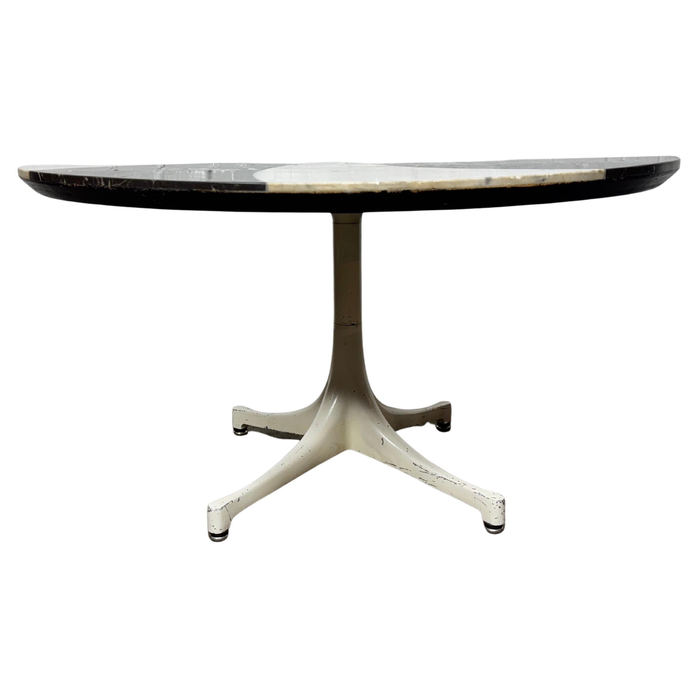 Custom George Nelson / Girard "pin-wheel" marble top coffee / cocktail table For Sale