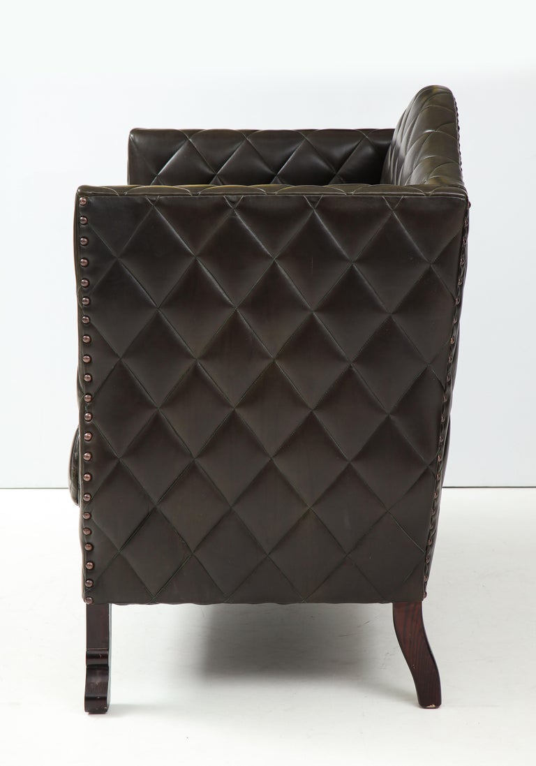 Custom George Smith 2000s Black Tufted Leather Sofa For Sale 10