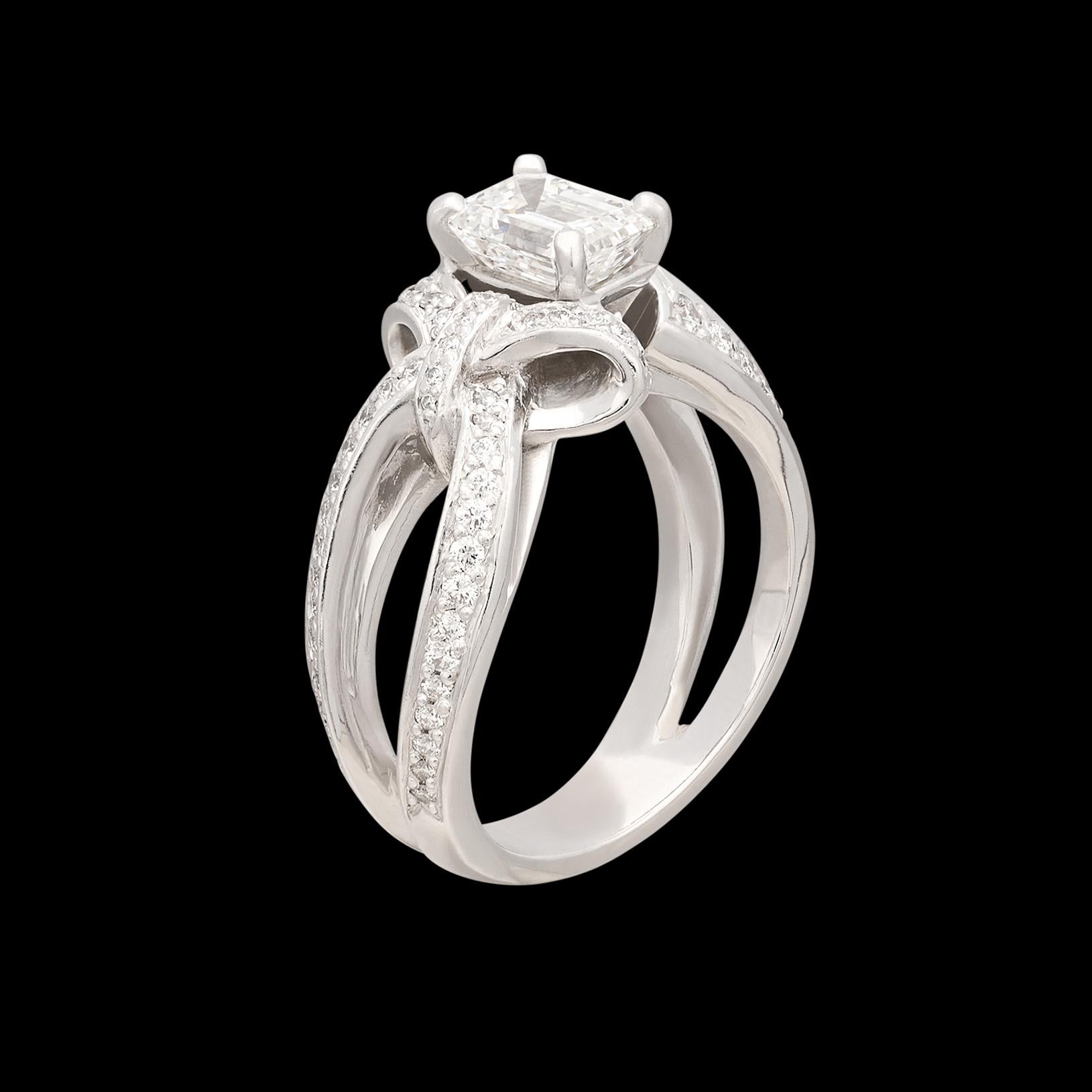 Custom GIA 1.21ct Emerald Cut Diamond Ring For Sale 2