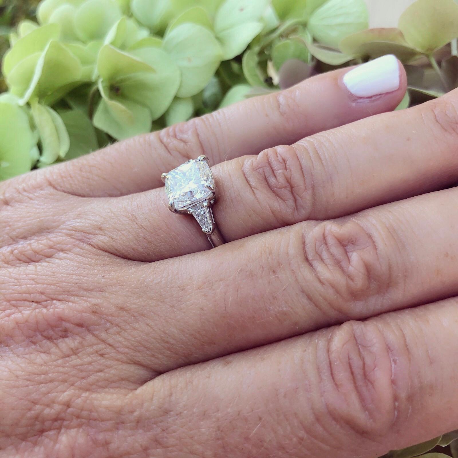 Cushion Cut Custom GIA 3.01 Carat, F/VS1 Cushion Diamond Ring