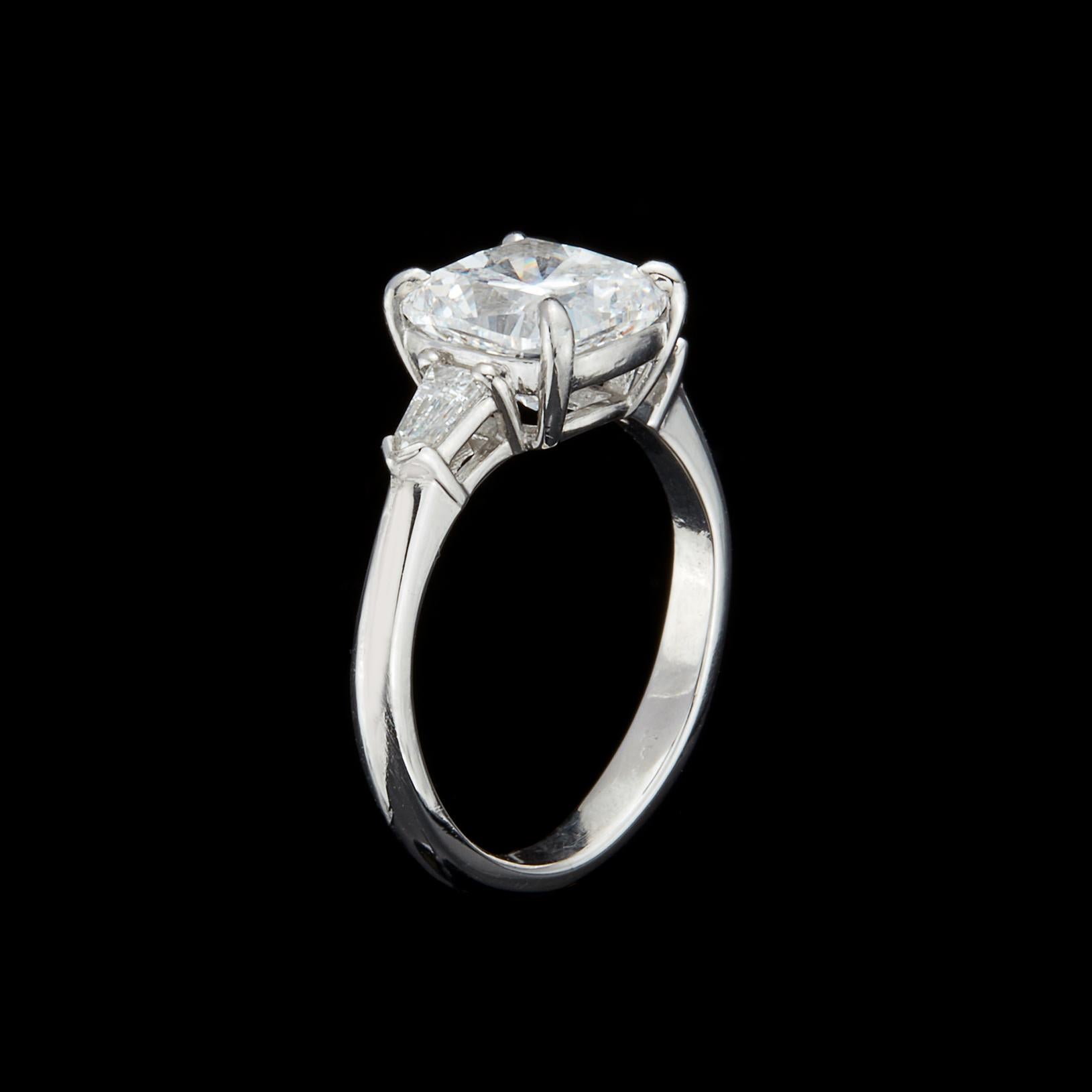 Custom GIA 3.01 Carat, F/VS1 Cushion Diamond Ring In Excellent Condition In San Francisco, CA