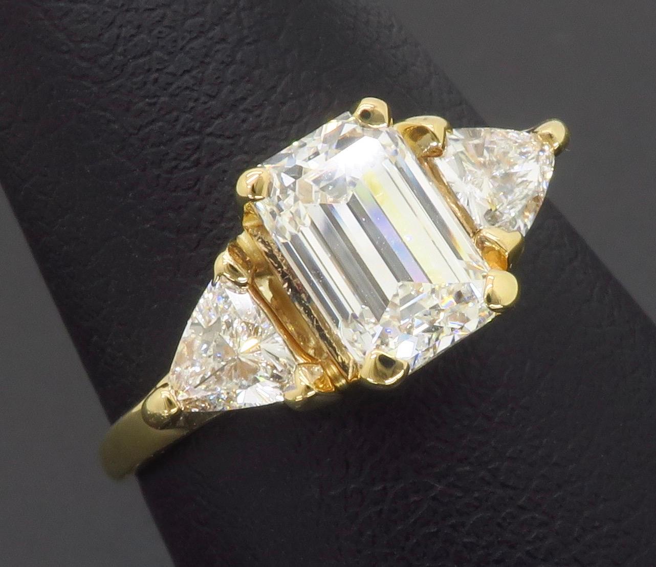 Women's or Men's Custom GIA Certified 1.73CTW Three Stone Diamond Engagement Ring