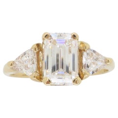 Custom GIA Certified 1.63CTW Three Stone Diamond Engagement Ring