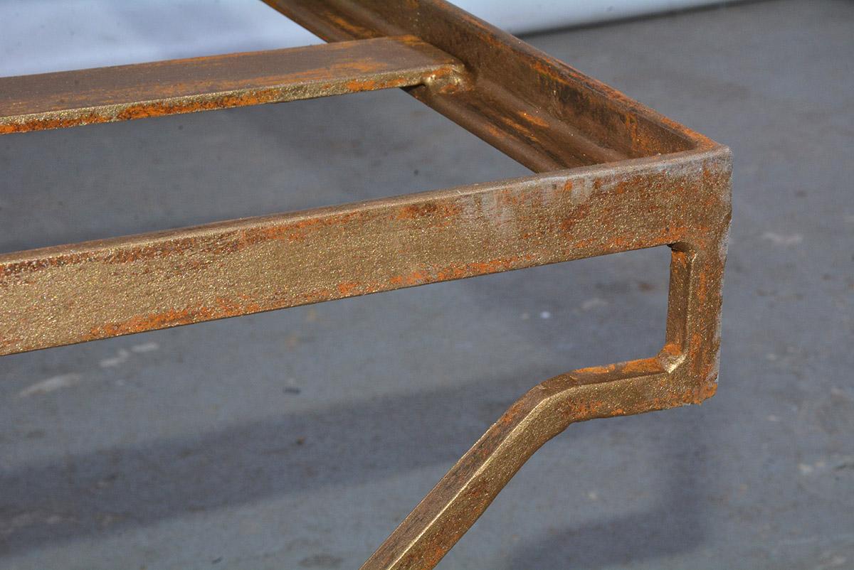 Custom Gilt Wrought Iron Bench Frame or Coffee Table Base In New Condition For Sale In Sheffield, MA