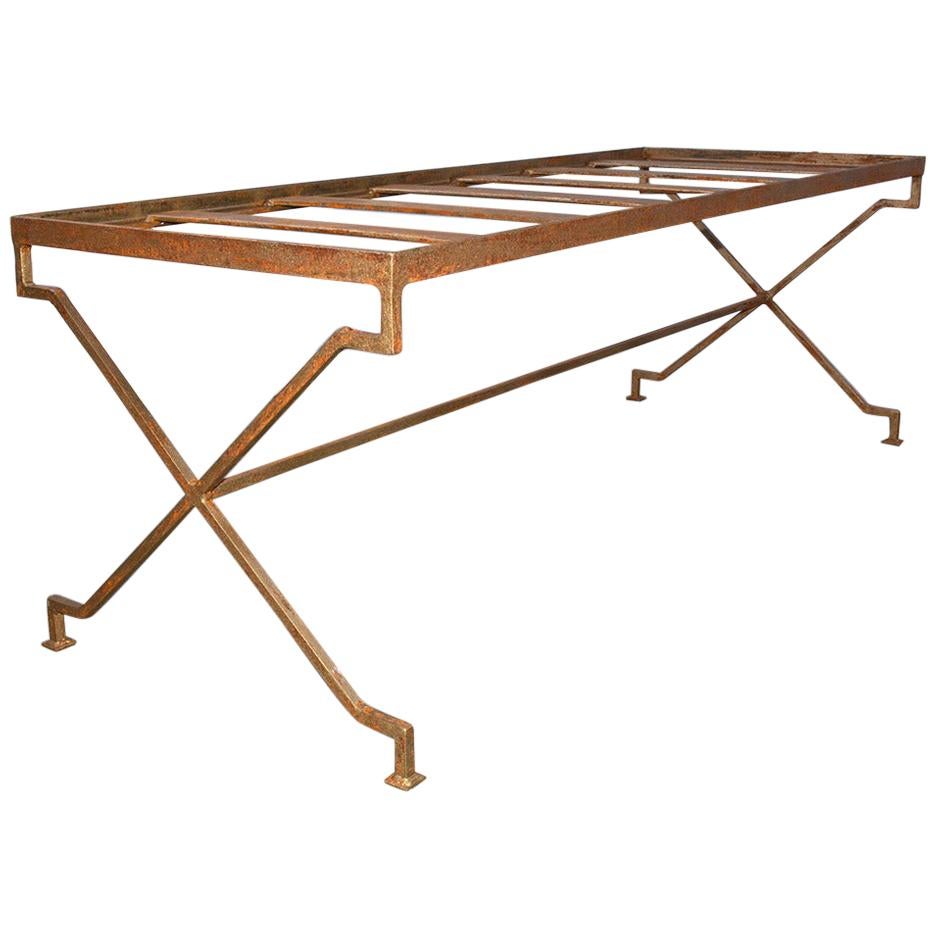 Custom Gilt Wrought Iron Bench Frame or Coffee Table Base For Sale