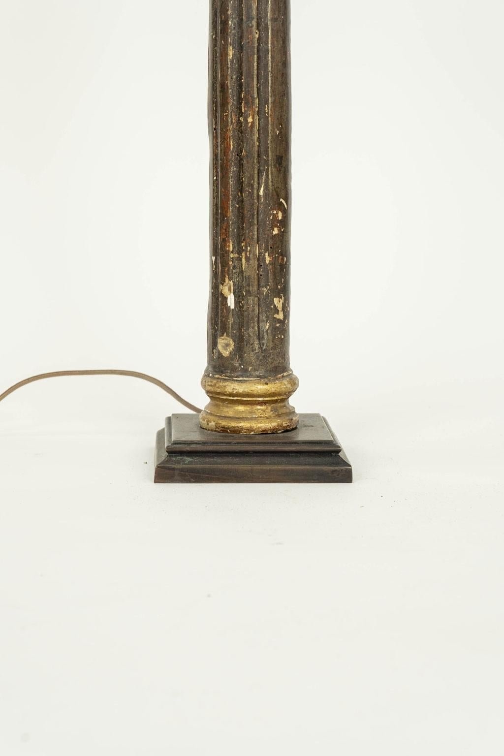 French Custom Giltwood Column Table Lamp For Sale