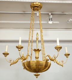 Custom Giltwood Hand Carved Chandelier in the Neoclassic Manner