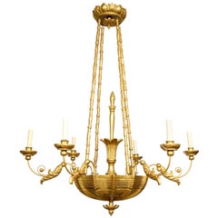 Custom Giltwood Hand Carved Chandelier in the Neoclassic Manner