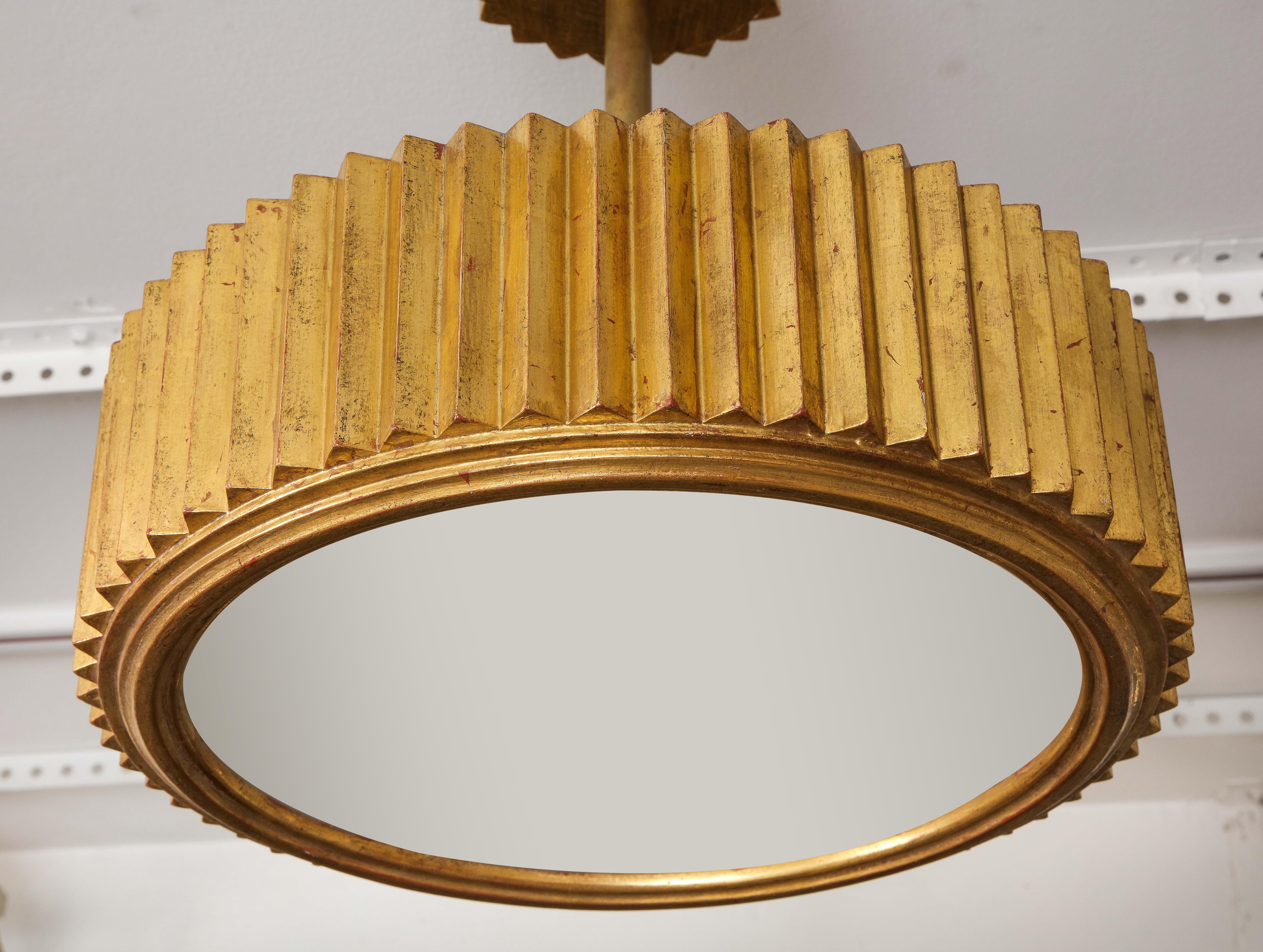 Contemporary Custom Giltwood Hand Carved Fixture in the Art Deco Manner For Sale