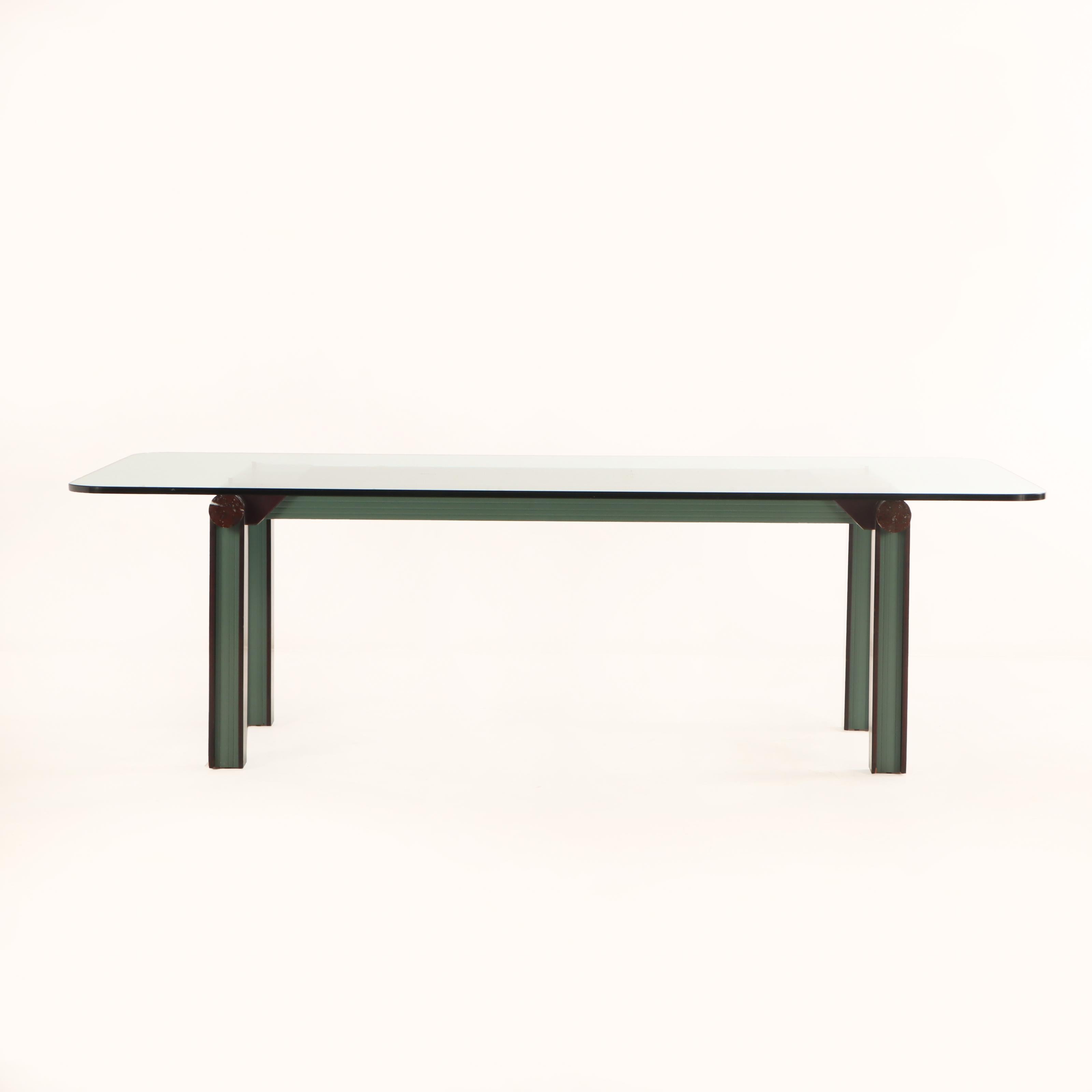 Mesa de comedor Art Decó única de cristal y mármol Estadounidense en venta