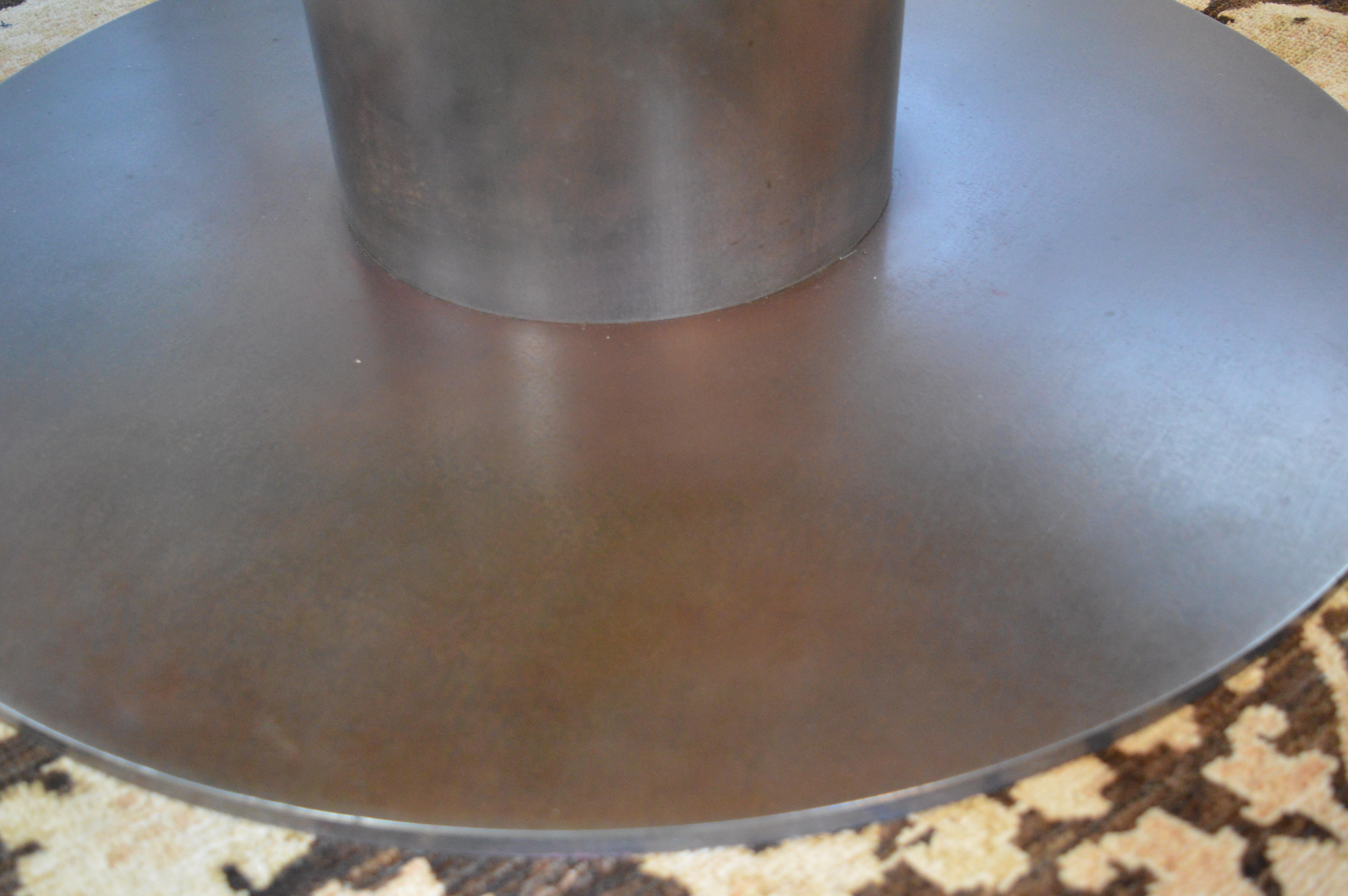 Contemporary Custom Granite Cocktail Table with Metal Base For Sale
