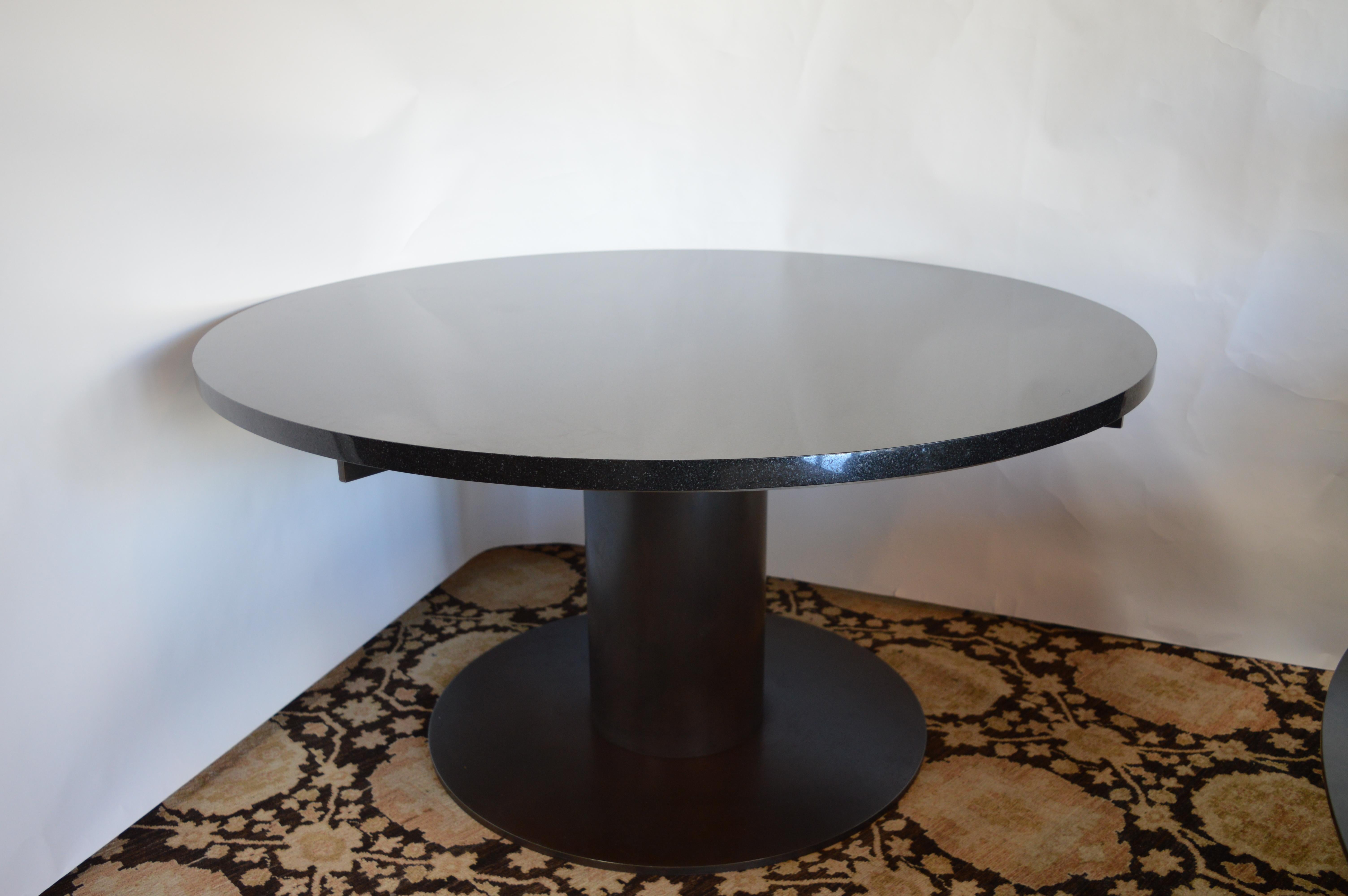 Custom Granite Cocktail Table with Metal Base For Sale 1