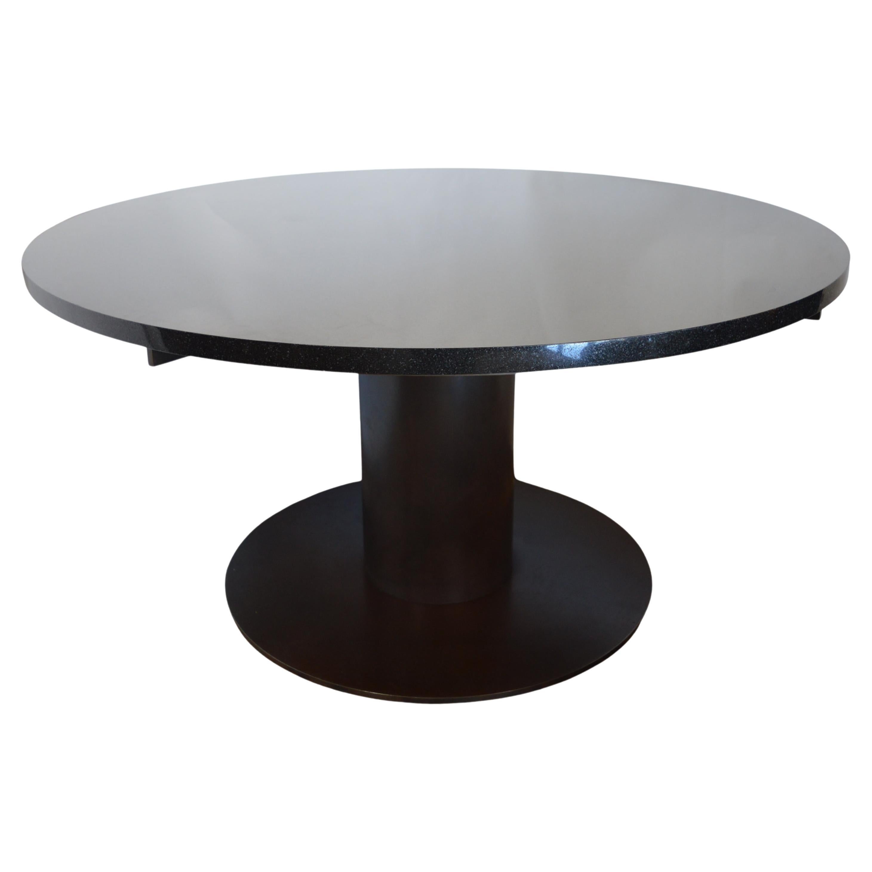 Custom Granite Cocktail Table with Metal Base For Sale