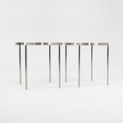 Custom Gratz Industries Side Tables in Solid Stainless Steel with Glass Tops
