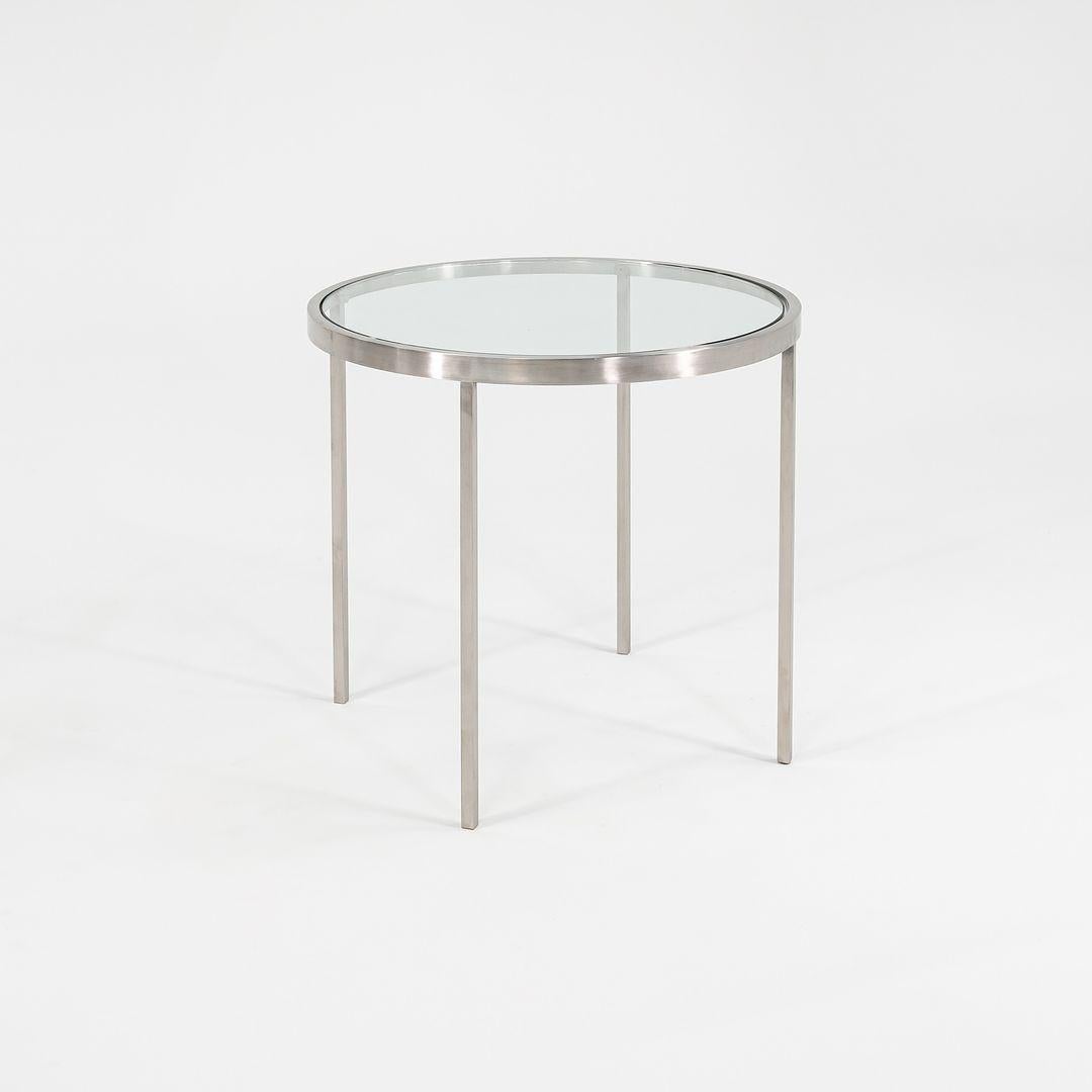 Modern Custom Gratz Industries Side Tables in Solid Stainless Steel with Glass Tops For Sale