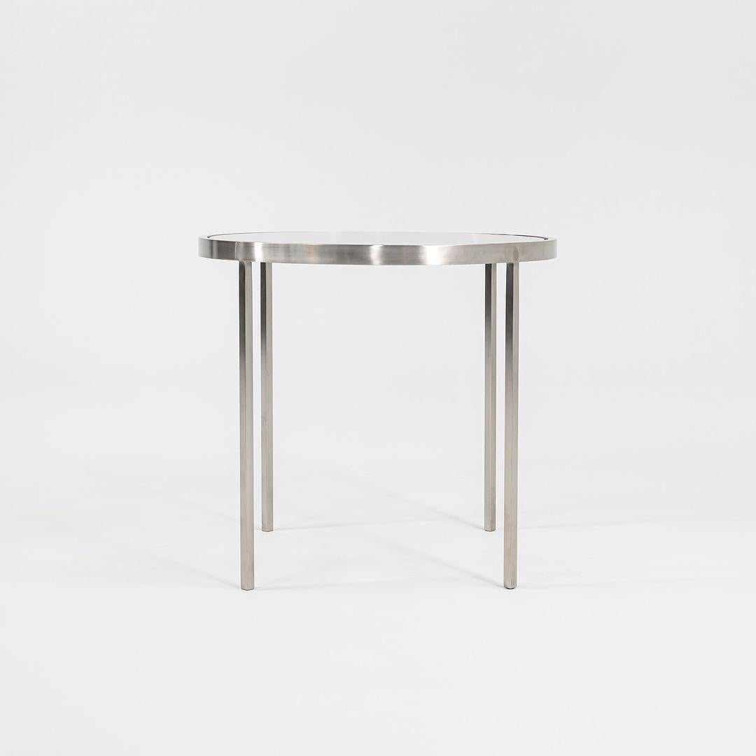 American Custom Gratz Industries Side Tables in Solid Stainless Steel with Glass Tops For Sale