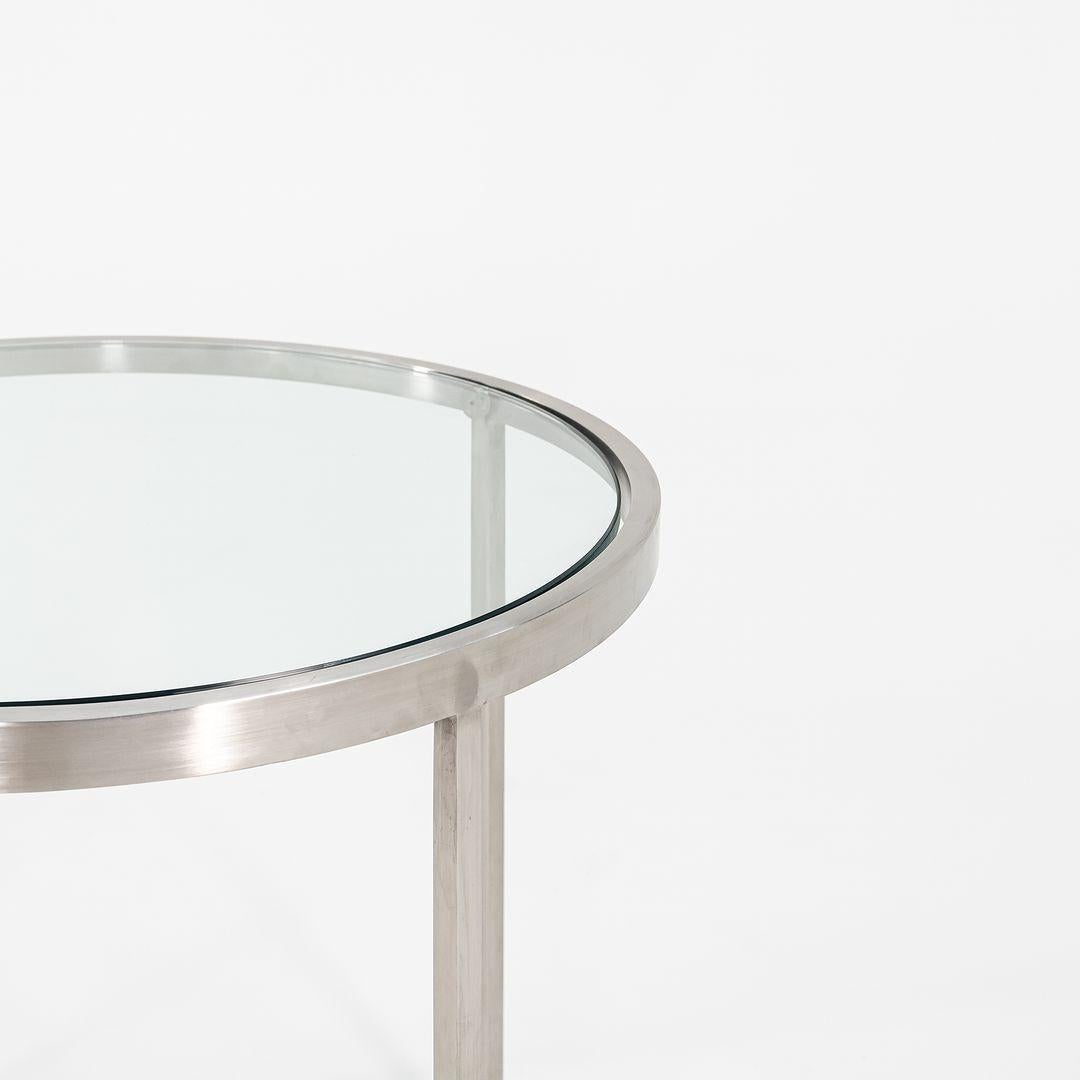 Custom Gratz Industries Side Tables in Solid Stainless Steel with Glass Tops For Sale 2