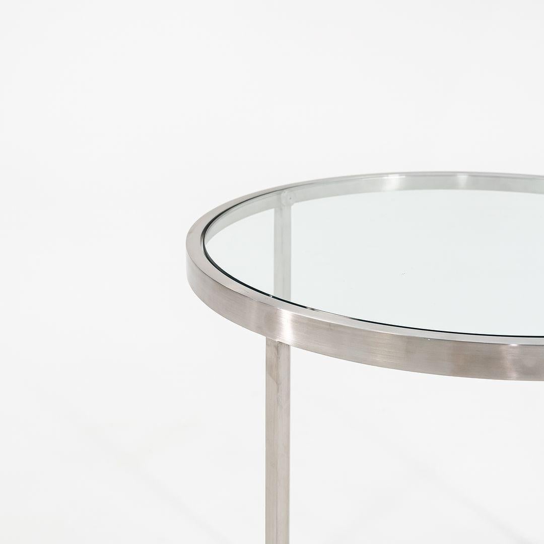 Custom Gratz Industries Side Tables in Solid Stainless Steel with Glass Tops For Sale 3