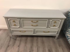 Custom Gray Lacquer Dresser Credenza Chest of Drawers