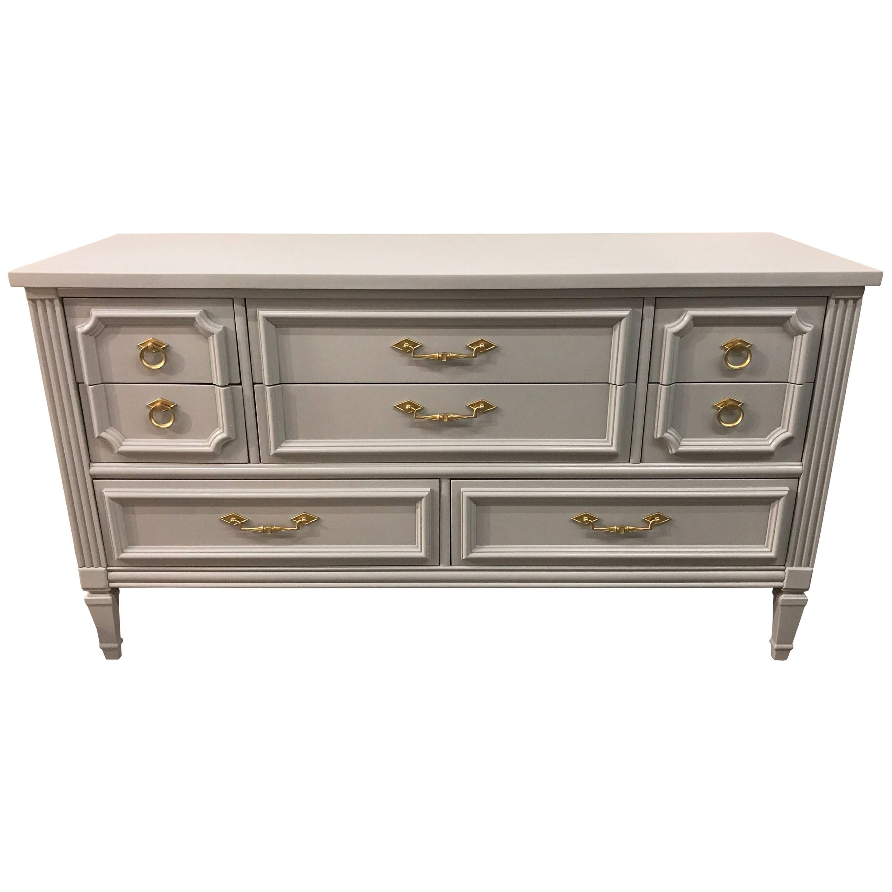 Custom Gray Lacquer Dresser Credenza Chest of Drawers
