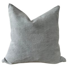 Custom Gray Stone Washed Linen Pillow with Down Feather Insert
