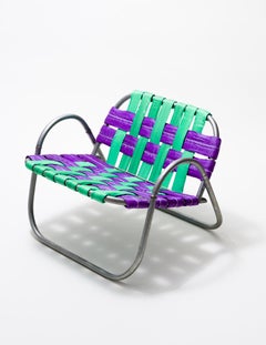 "RAIR Chair", Woven Green and Purple Chair, Repurposed Construction Materials