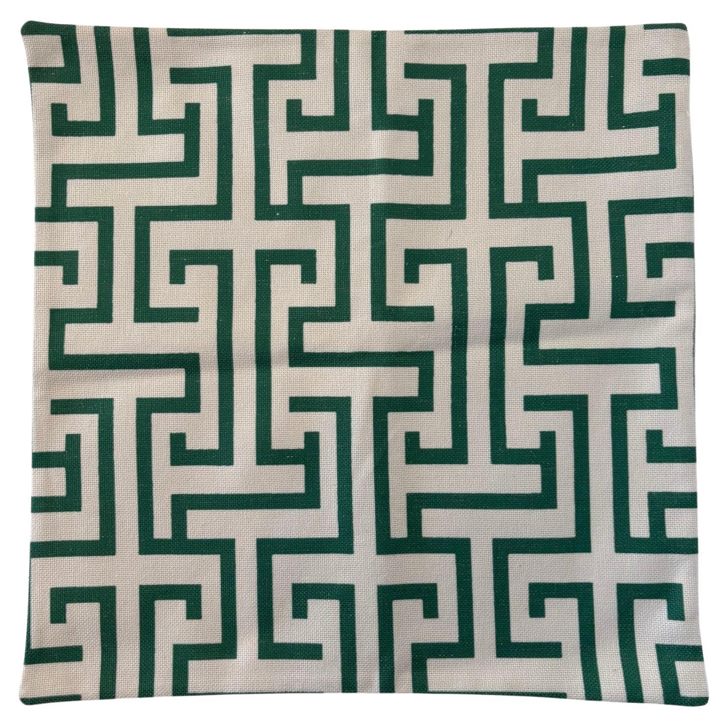 Custom Green and White Ming Trail Decorative Linen Throw Pillow Cover