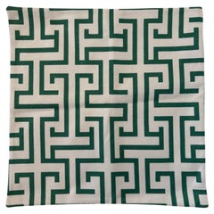 Custom Green and White Ming Trail Decorative Linen Throw Pillow Cover