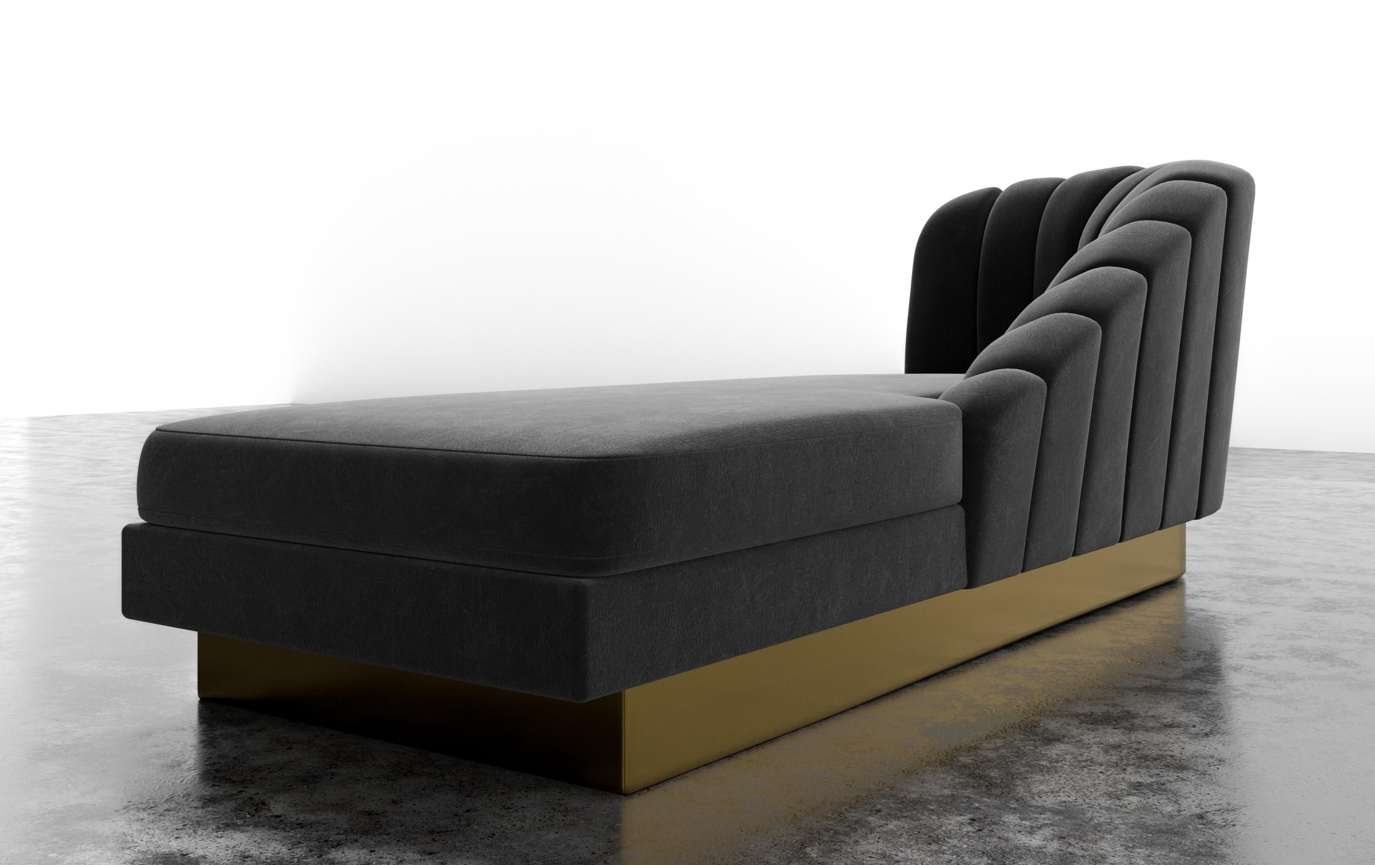 American CUSTOM GUINEVERE CHAISE - Modern Asymmetrical Velvet Chaise