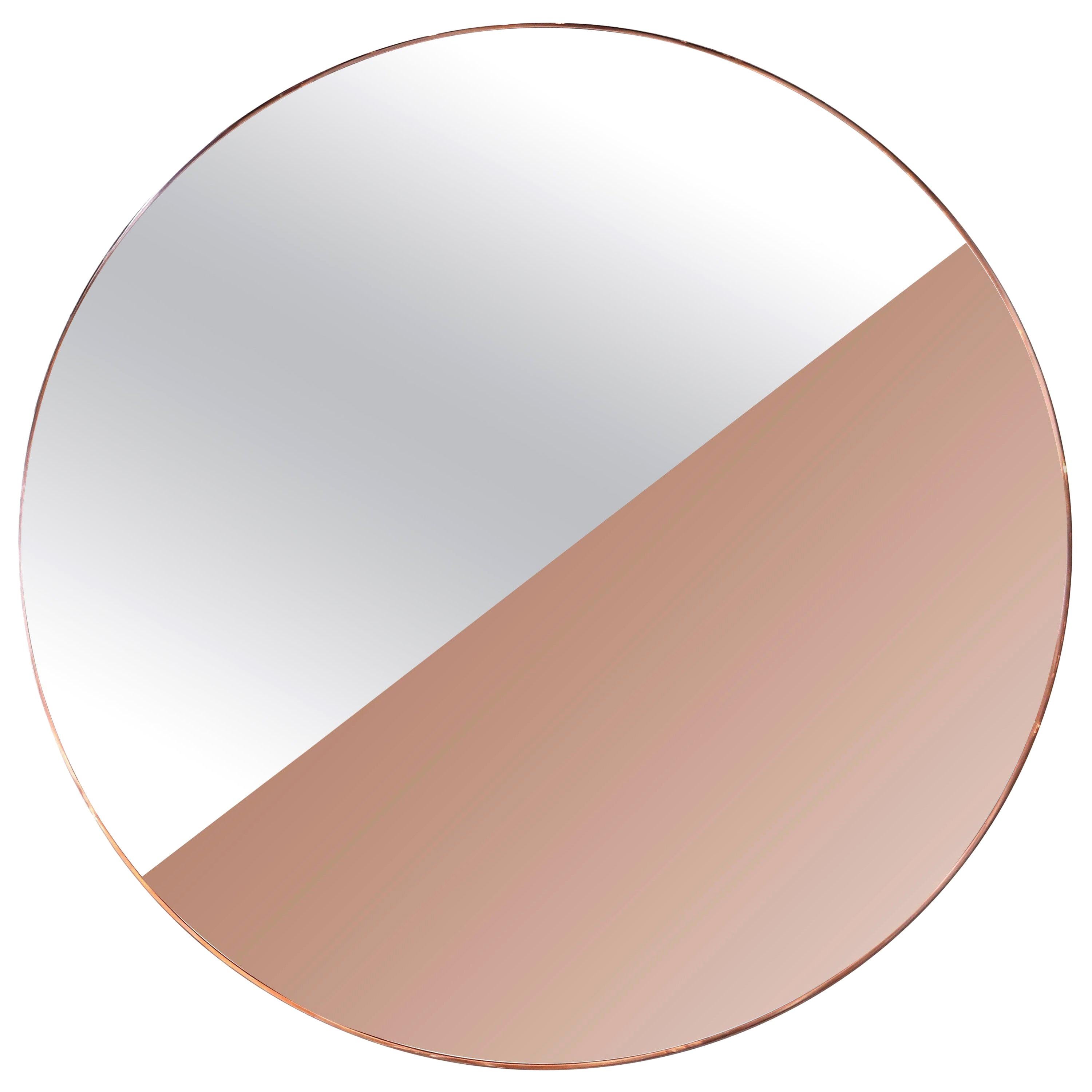 Custom Half Silver Half Apricot Round Mirror with Copper Frame by Adesso Imports