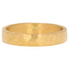 Custom Hammered Band Ring, 24 Karat Yellow Gold
