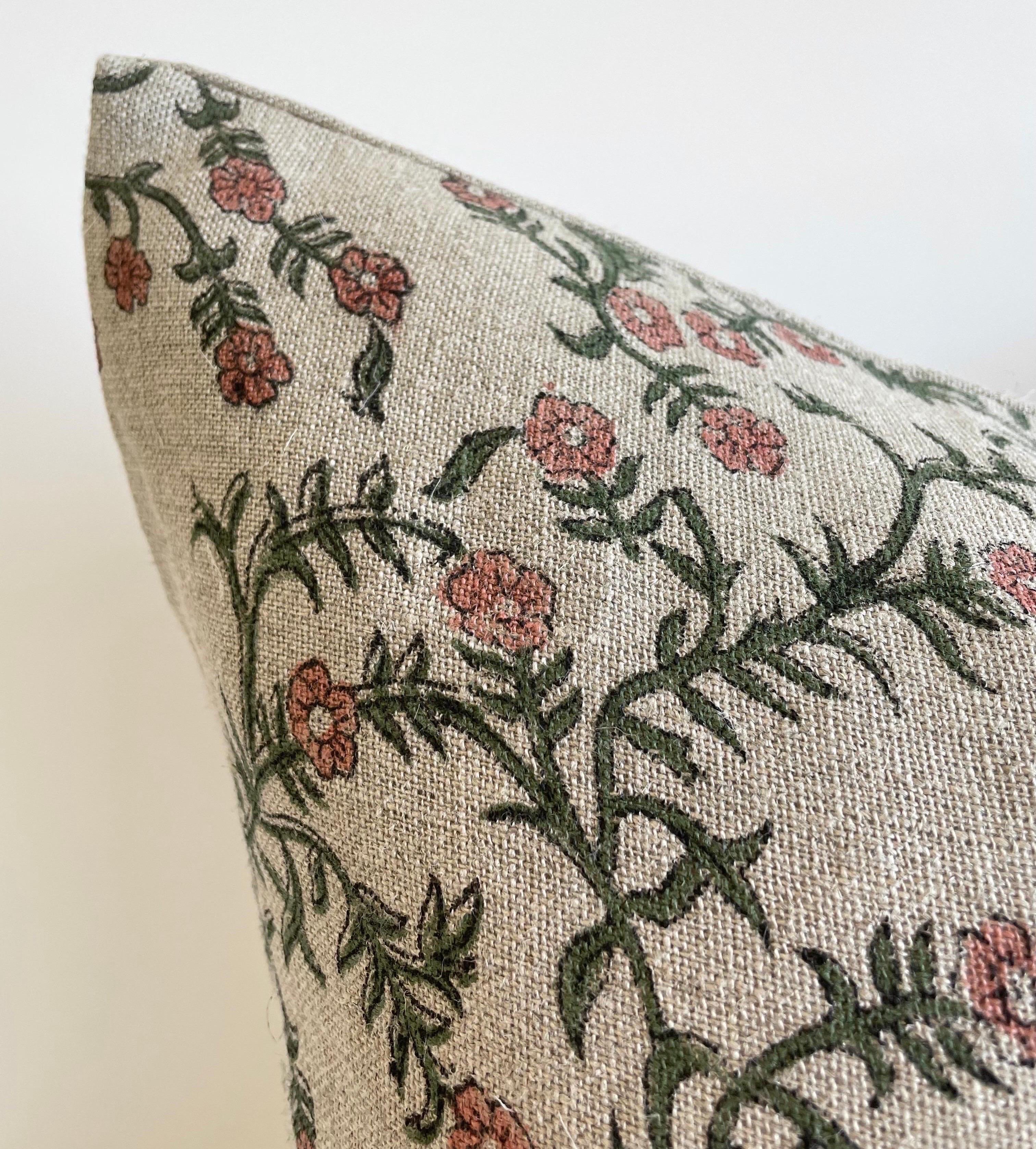 Beautifully hand block-printed pillow on linen fabric. Zipper closure. Care instructions: Dry clean recommended
Size: 22” x 22”
Colors: Flax linen, coral, dark chartreuse.