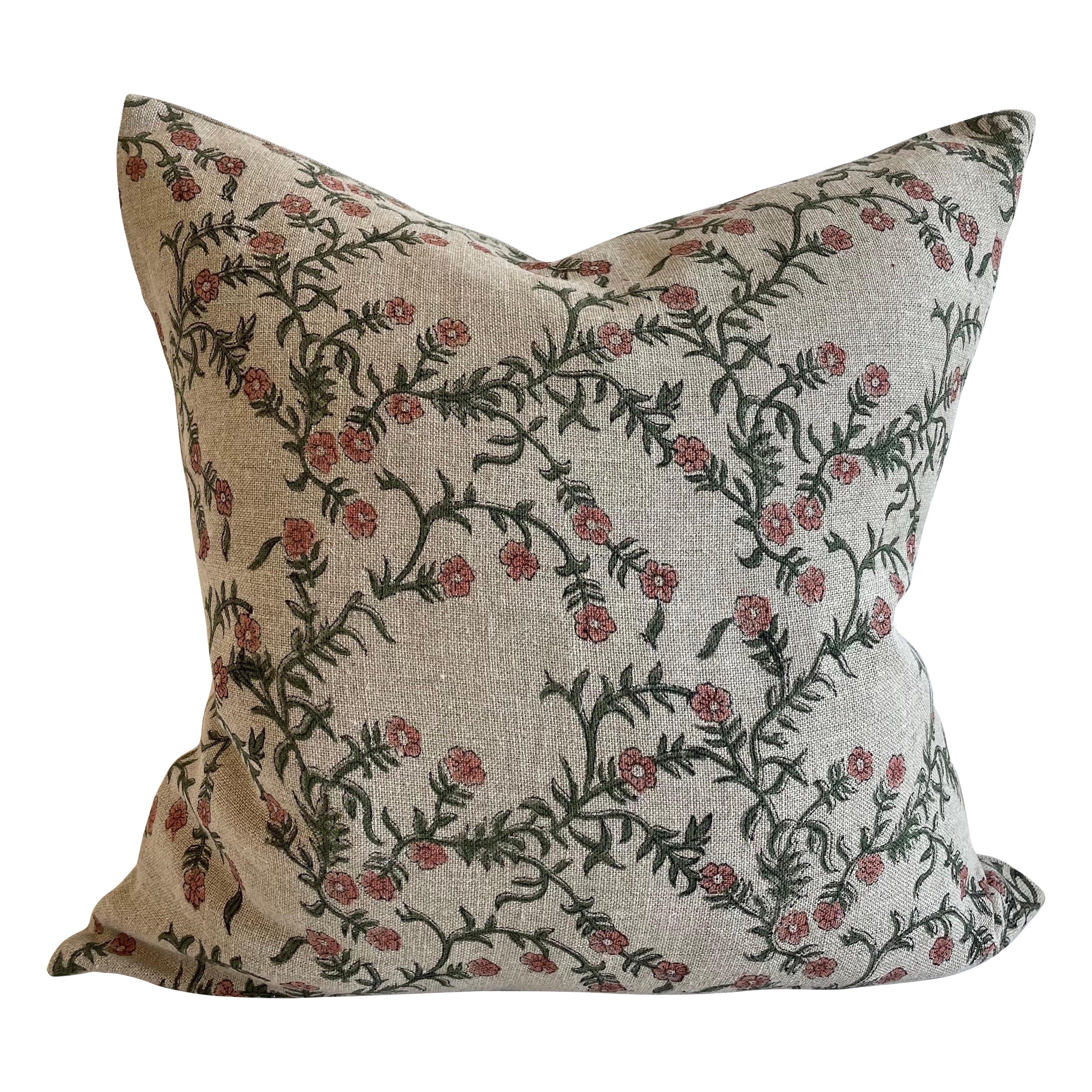 Coussin en lin imprimé à la main sur mesure