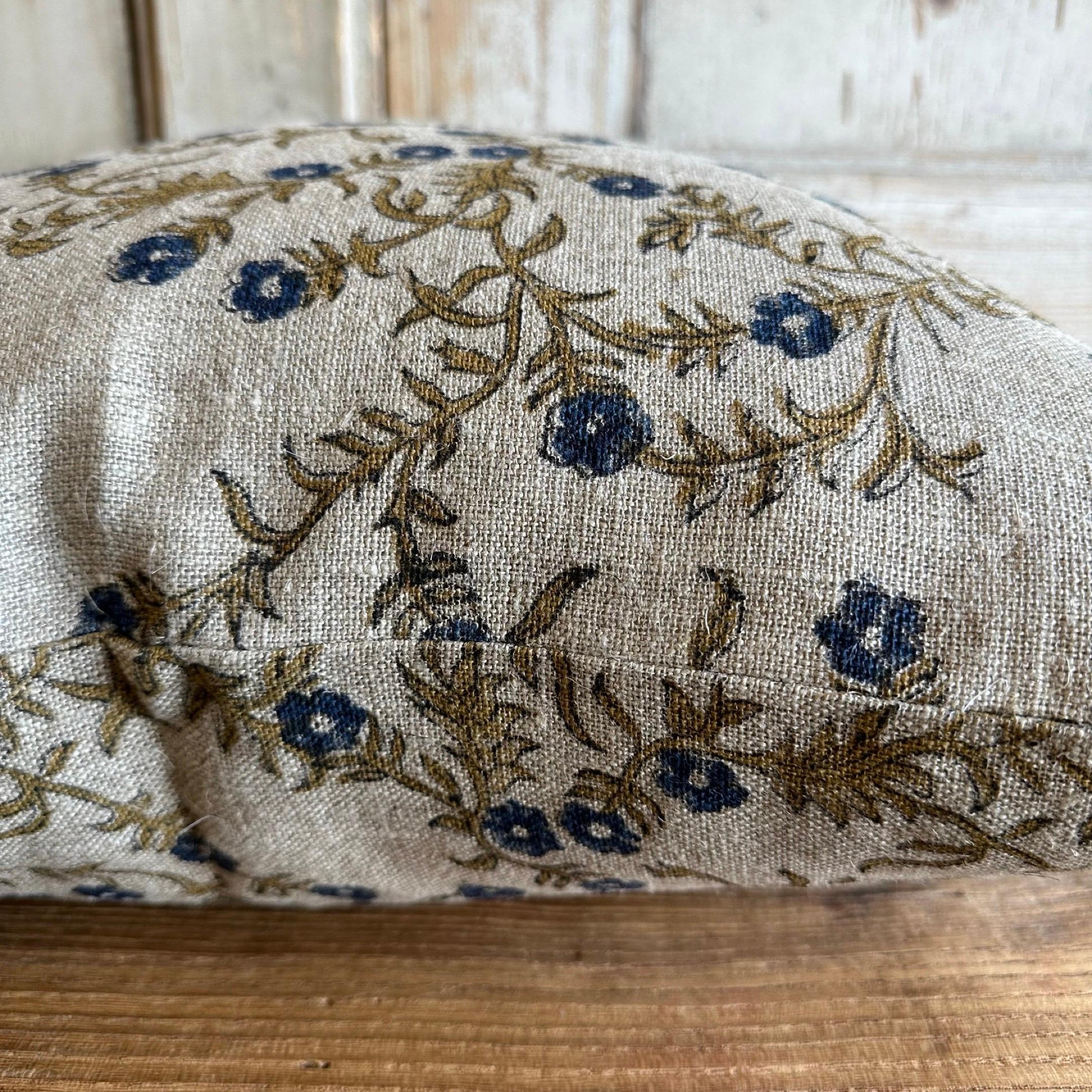 Custom Hand Block-Printed Linen Pillow with Down Feather Insert 1